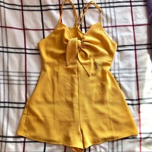 Knotted Tied-Front Golden Romper
